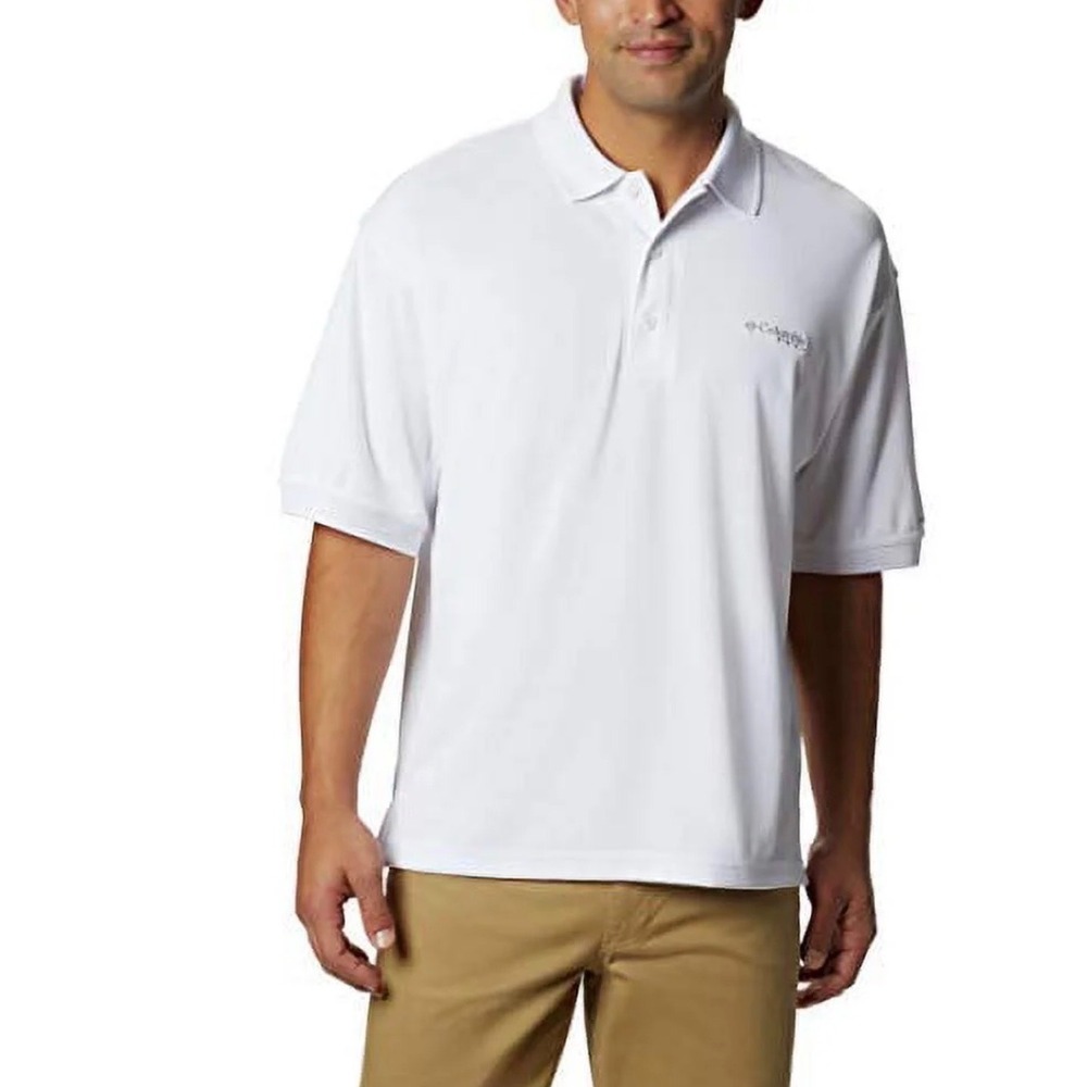 Columbia Men's PFG Perfect Cast Polo‎ Shirt, White, LT NWT UPF 30 Omni-Shade